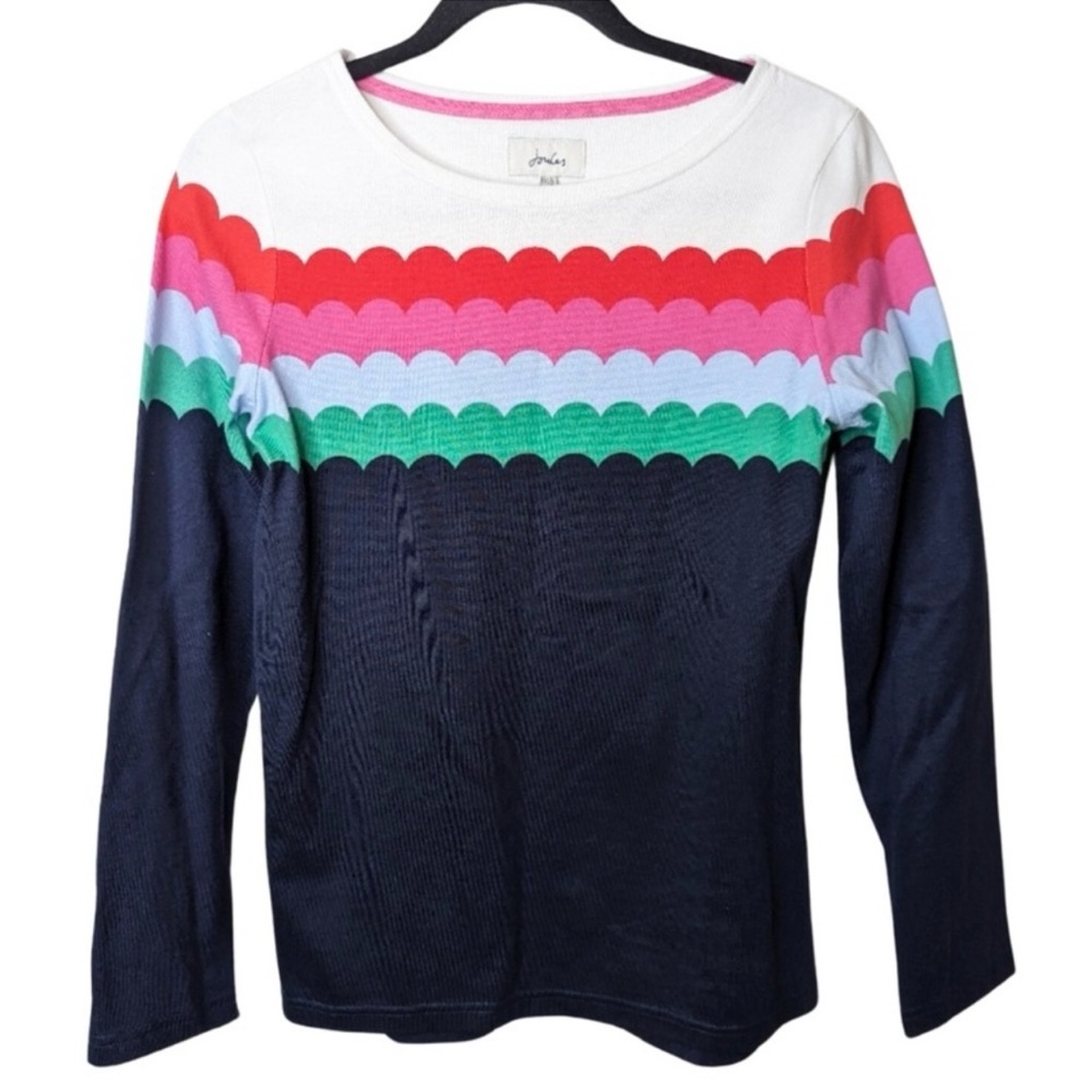 NWT Joules Harbour Scalloped Striped Tee Shirt Jersey Top - Picture 2 of 5